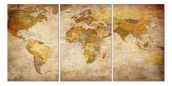 Quadro Mappamondo retrò (3 pezzi)