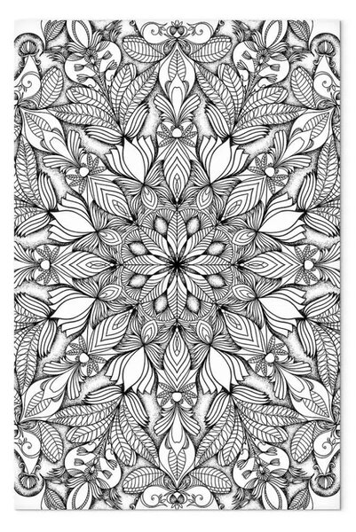 Quadro contemporaneo Mandala monocromatico verticale