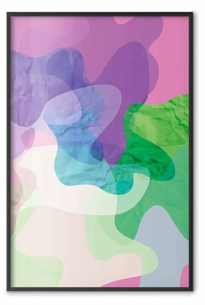 Poster: Farfalle pastello - colorata astrazione a macchie su carta sgualcita