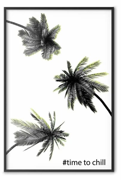 Poster: Momenti spensierati - palme tropicali e scritte nere su sfondo bianco