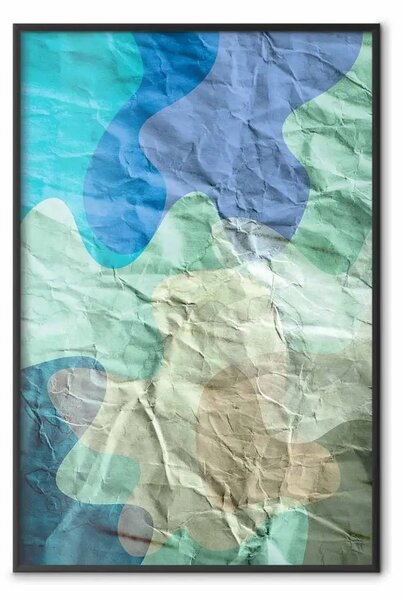 Poster: Colori del lago - macchie astratte su una texture di carta sgualcita
