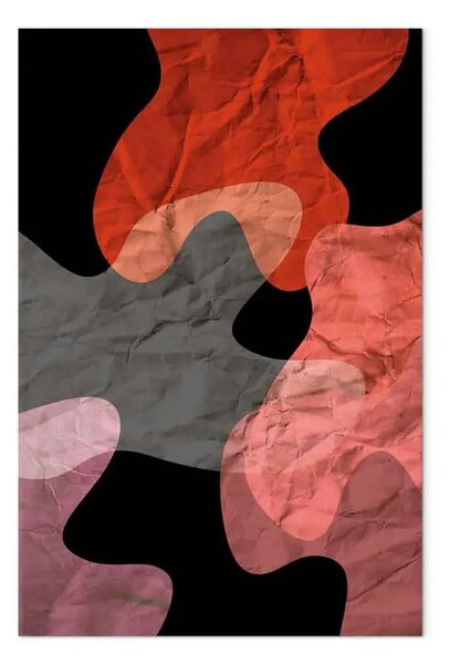 Quadro moderno War paint - macchie colorate, astratte e carta sgualcita sullo sfondo