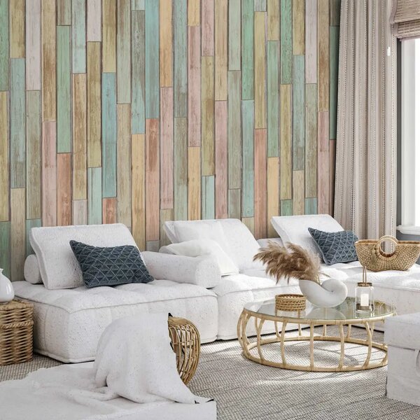 Carta da parati design Legno in colori pastello