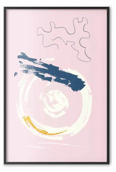 Poster: Accento rosa - modello astratto in stile artistico su sfondo rosa