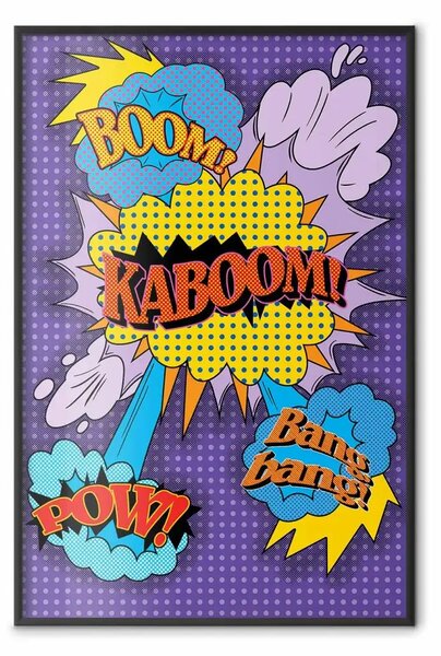 Poster: Kaboom! - scritte in inglese con disegni colorati in stile pop art
