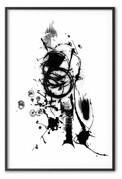 Poster: Pensieri birichini - motivi neri in stile astratto su sfondo bianco