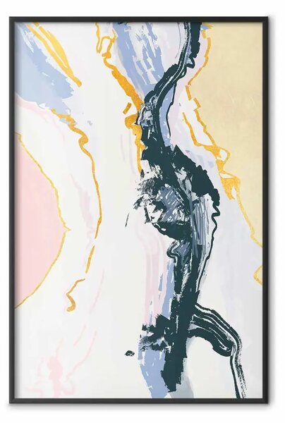 Poster: Pensieri inquietanti - modello astratto blu con onde artistiche