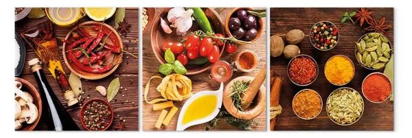 Quadro su tela Base Legnosa dei Sapori - cibo in una veste colorata