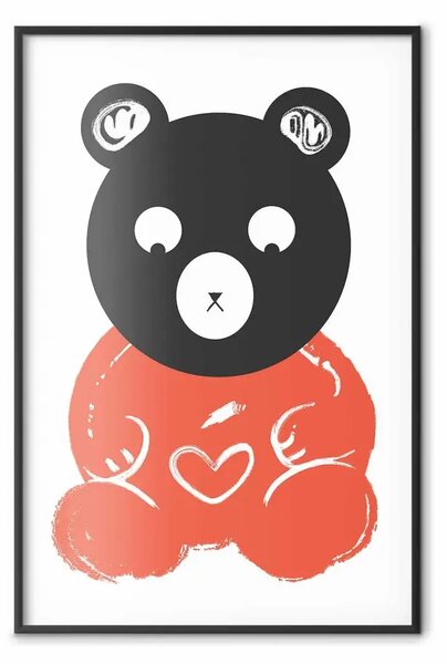 Poster: Orsetto pensieroso - animale arancione su bianco