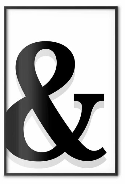 Poster: Lettera decorativa - lettera nera su sfondo bianco