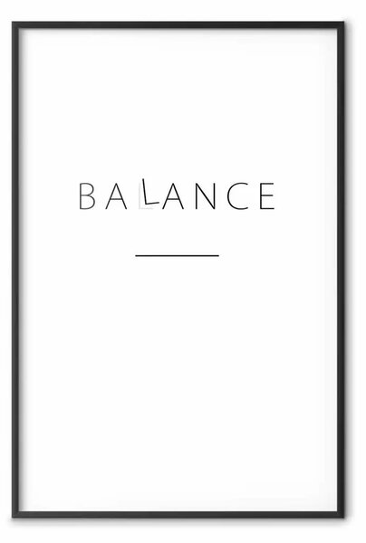 Poster: Equilibrio - nero in inglese su sfondo bianco