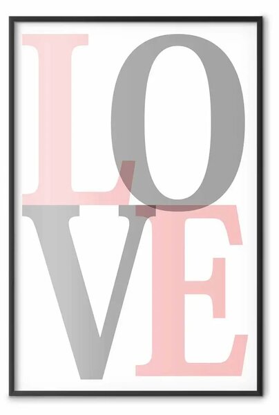 Poster: Amore grigio - lettere annebbiate nere e rosse in una scritta inglese