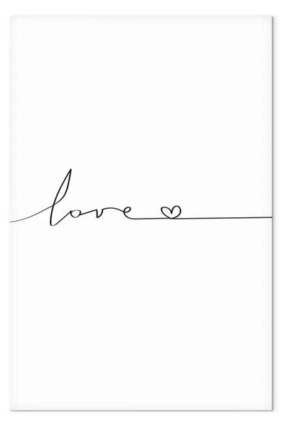 Quadro su tela Amore dall'Essenziale - scritta inglese in bianco e nero con un cuore