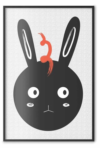 Poster: Il coniglio vede tutto - animale astratto con capelli arancioni