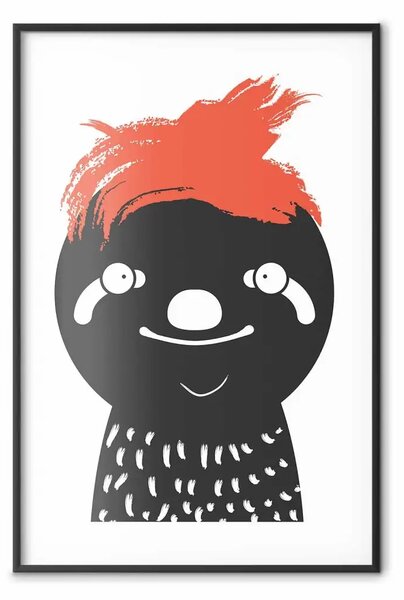 Poster: Bradipo pazzo - divertente animale grigio con capelli arancioni