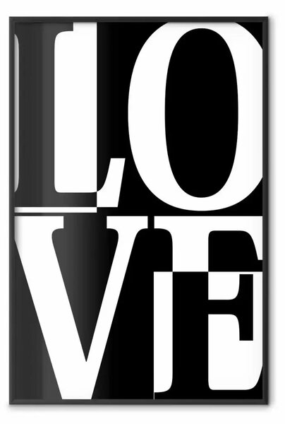 Poster: Amore in bianco e nero - scacchiera con scritta in nero e bianco