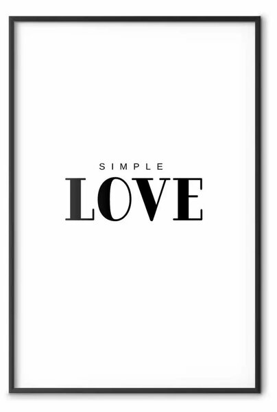 Poster: Amore semplice - scritta artistica in inglese su sfondo bianco