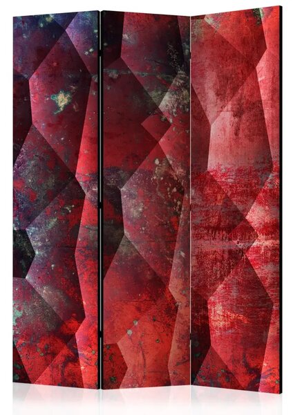 Paravento separè Rilievo porpora - texture geometrica rossa in stile astratto