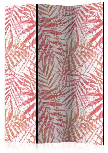Paravento Rosso palma - texture chiara di foglie di palma rosse su sfondo bianco
