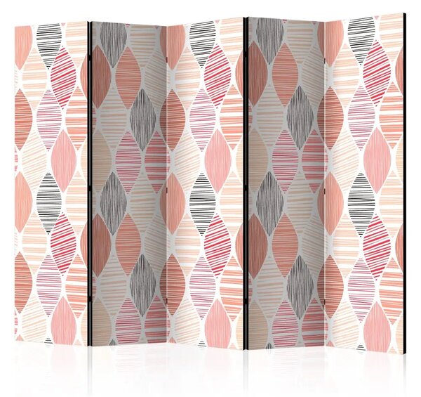 Paravento design Foglie primaverili II - figure geometriche pastello