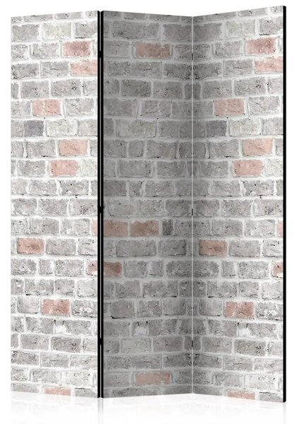 Paravento design Tonalità primaverile - texture di mattoni grigi con tocco arancione