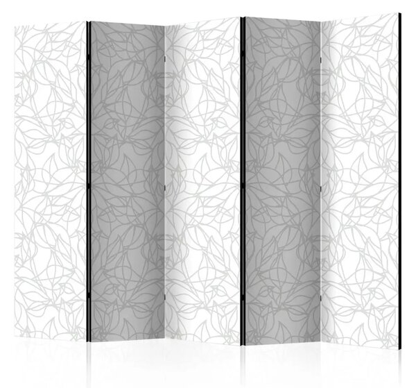 Paravento Intreccio vegetale II - linee in figure geometriche su sfondo bianco