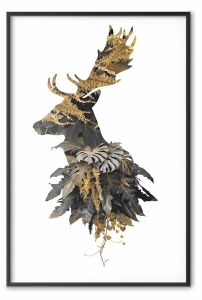 Poster: Cervo del bosco - ritratto astratto di animale