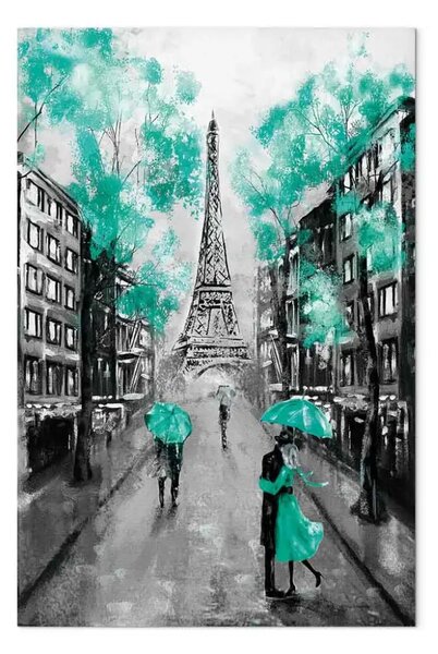 Quadro Per le strade di Parigi - Torre Eiffel, persone e architettura