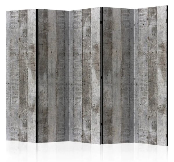 Paravento design Cassero di cemento II - tavole di legno con texture di cemento