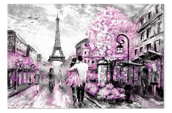 Quadro moderno Rendez-vous colorato rosa largo