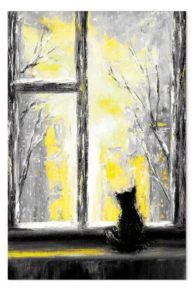 Quadro Gattino desideroso verticale giallo