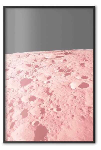 Poster: Luna rosa - texture della luna su sfondo grigio uniforme