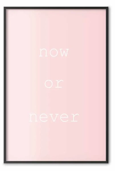 Poster: Ora o mai più - delicati testi in inglese su sfondo rosa
