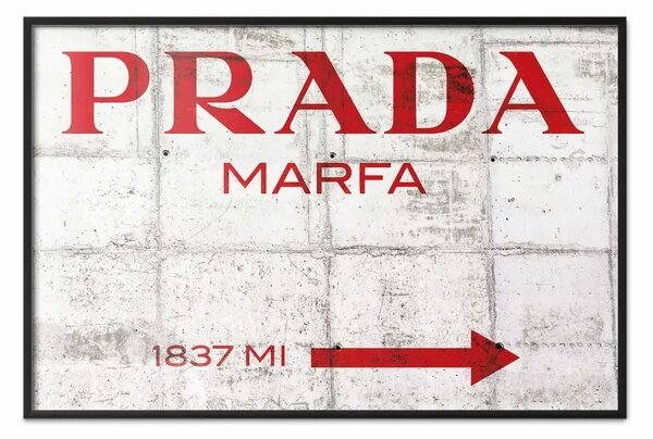 Poster: Prada cemento - scritte rosse su texture cemento