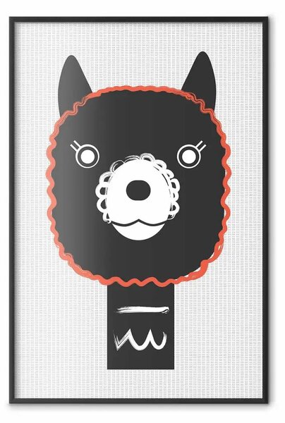 Poster: Alpaca decorativa - divertente animale grigio con contorno arancione