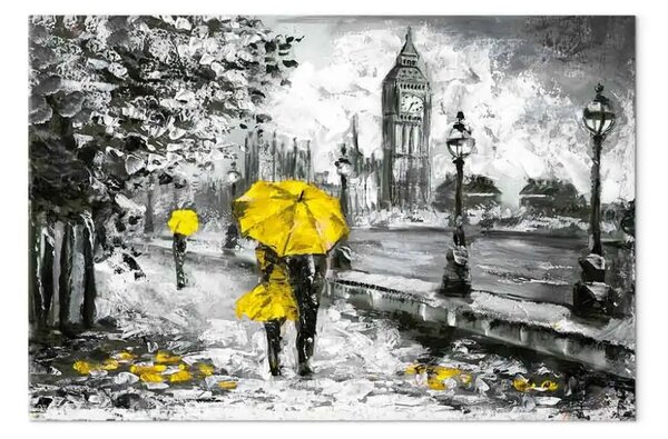 Quadro Passeggiata a Londra giallo largo