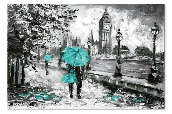 Quadro moderno Passeggiata a Londra turchese largo