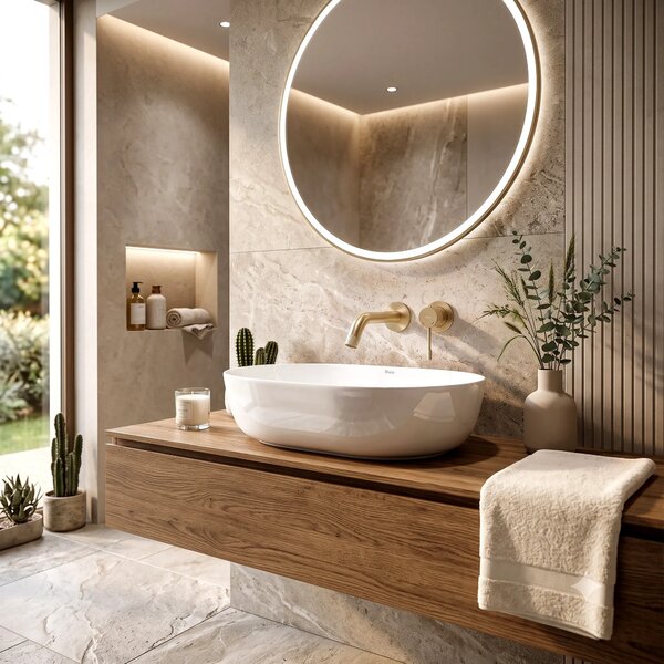 Lavabo da appoggio in ceramica CLEO 50 White-REA