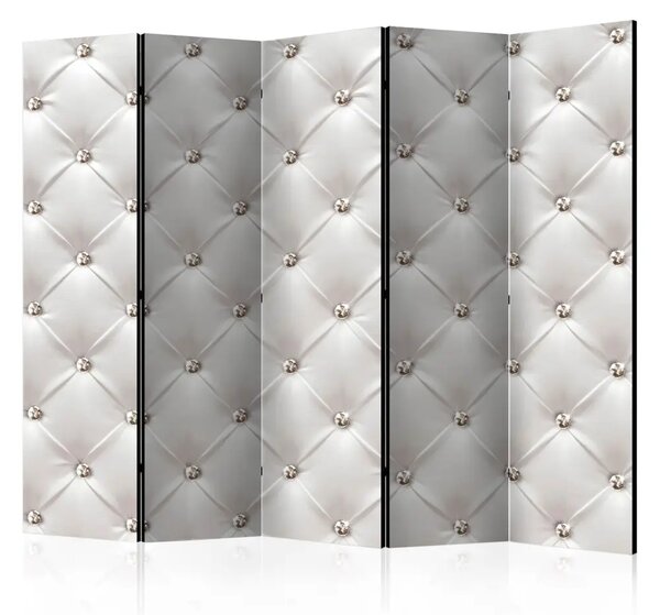 Paravento design Eleganza bianca II - texture trapuntata a diamante su sfondo bianco