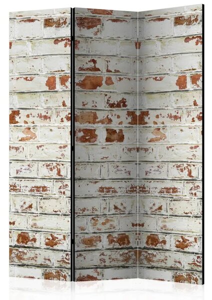 Paravento separè Storia di mattoni - texture di mattoni arancioni con intonaco grigio