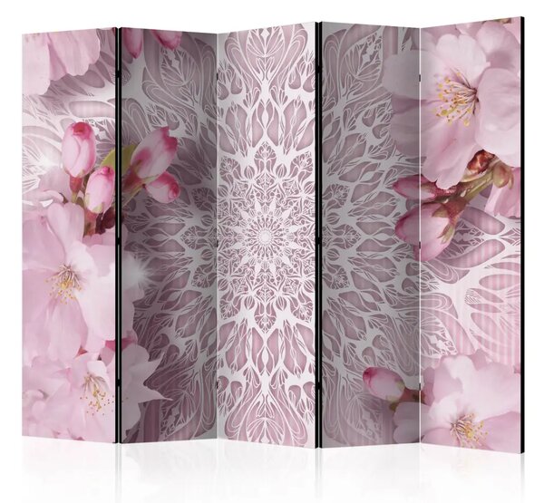 Paravento design Mandala pastello II - motivo floreale su sfondo orientale