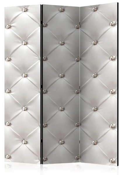 Paravento Eleganza bianca - texture bianca di pelle trapuntata a diamante