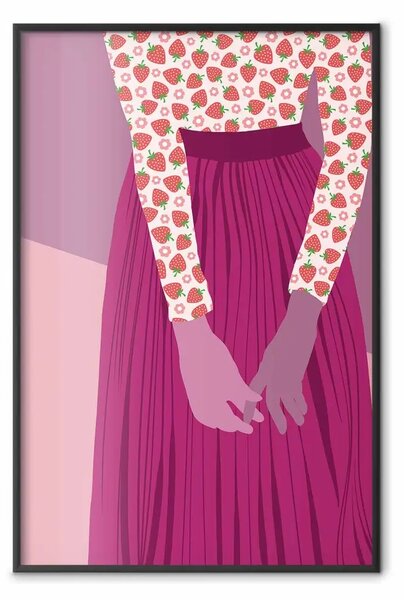 Poster: Signora Fragola - frutti su silhouette femminile in tonalità pastello