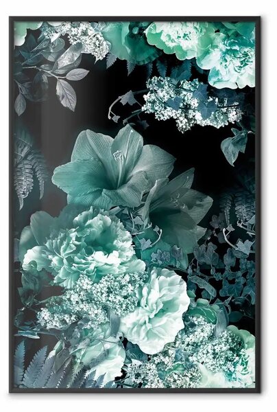 Poster: Giardino smeraldo - giardino con piante dai toni menta e fiori