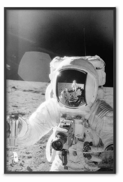 Poster: Lavoro da astronauta - in bianco e nero del primo uomo sulla Luna