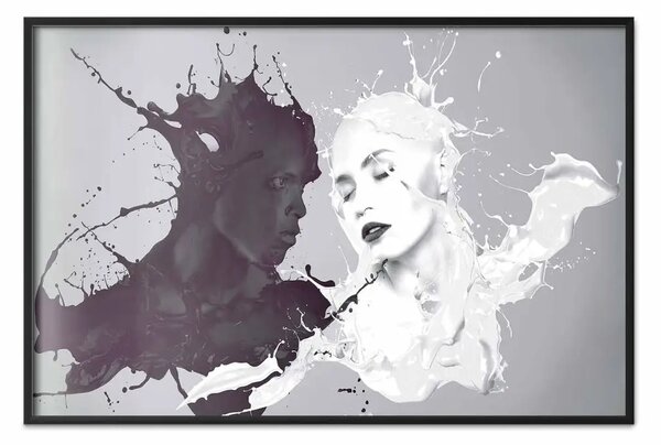 Poster: Opposti - amore astratto in bianco e nero tra donna e uomo
