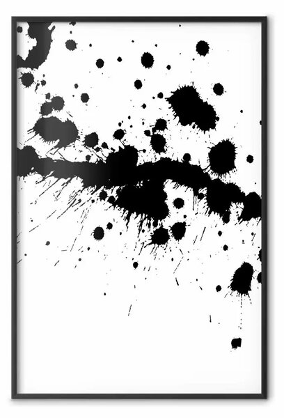 Poster: Traccia di passione - macchie e pattern astratti neri su sfondo bianco