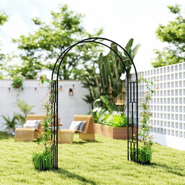 Outsunny Arco da giardino in acciaio per rose per piante rampicanti per decorazione cerimoniale 150 x 40 x 223 cm nero