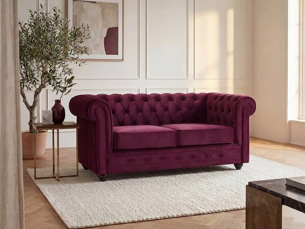 Divano 2 posti Velluto Porpora - CHESTERFIELD