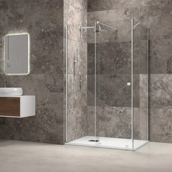 Kamalu box doccia 70x120 senza telaio scorrrevole 120 fisso 70 cm | knm4000w-c